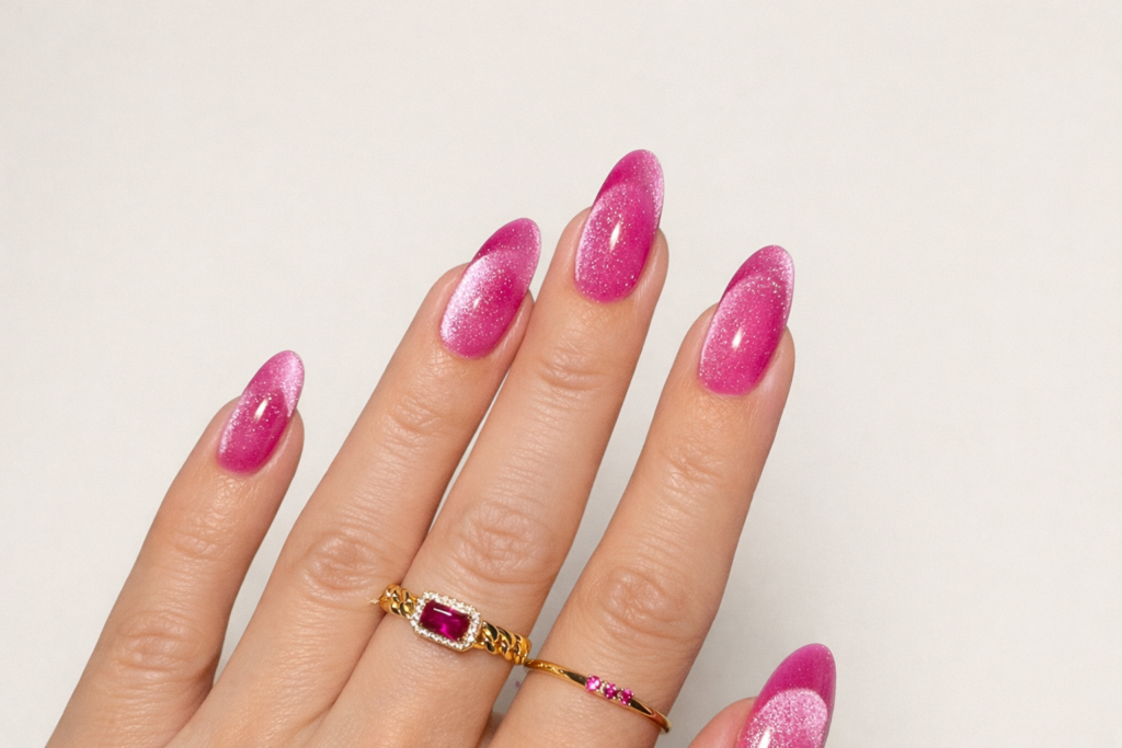 pink valentines day nails