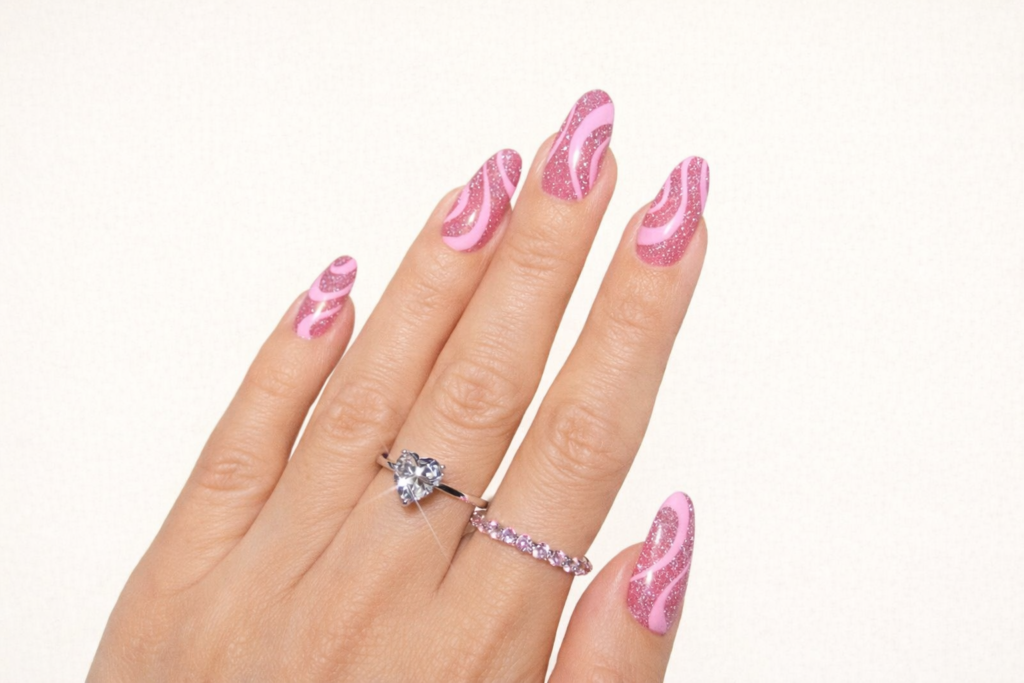 pink valentines day nails