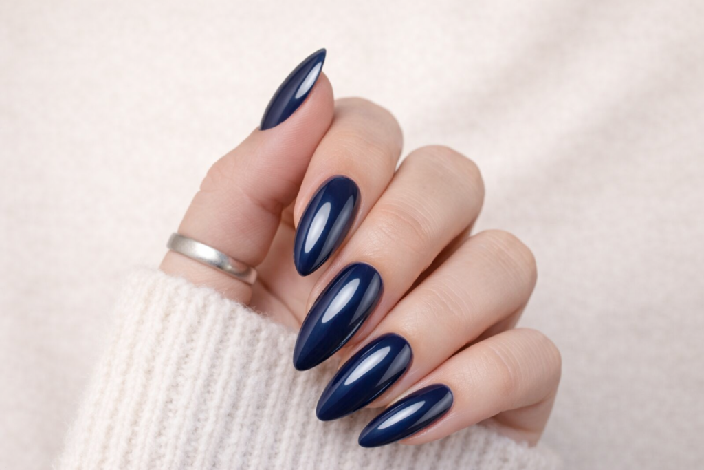 Blue chrome nails