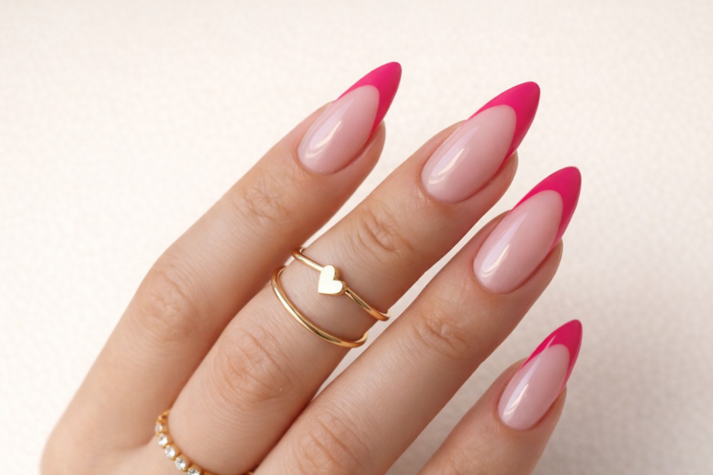 pink french tip nails 