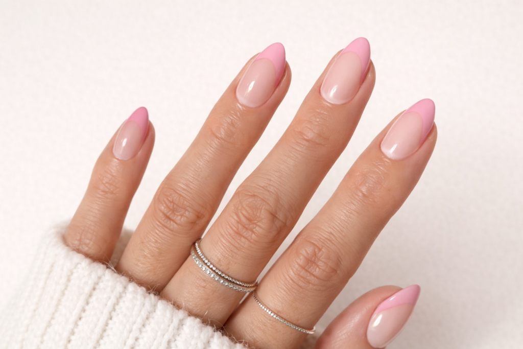pink french tip nails 