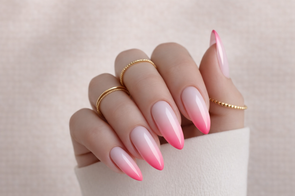 pink french tip nails 