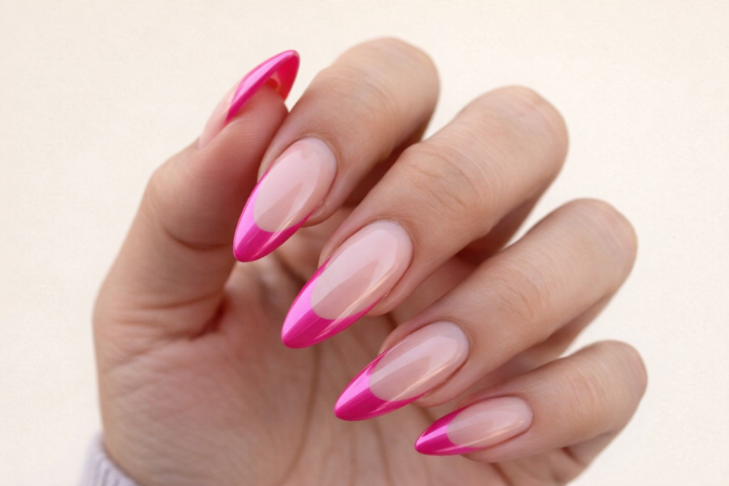 pink french tip nails 