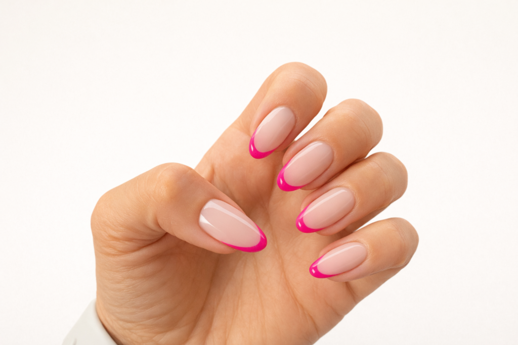 pink french tip nails 