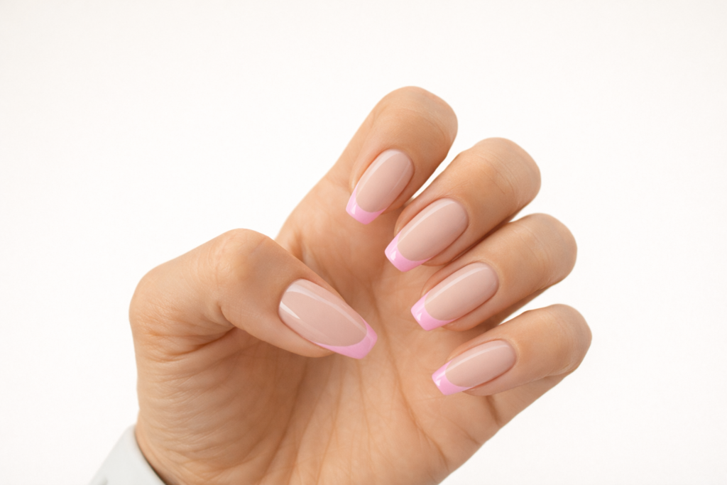 pink french tip nails 