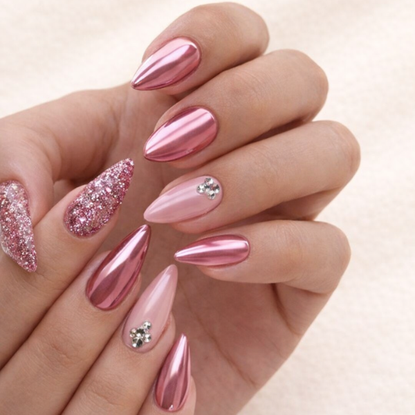 pink chrome nails