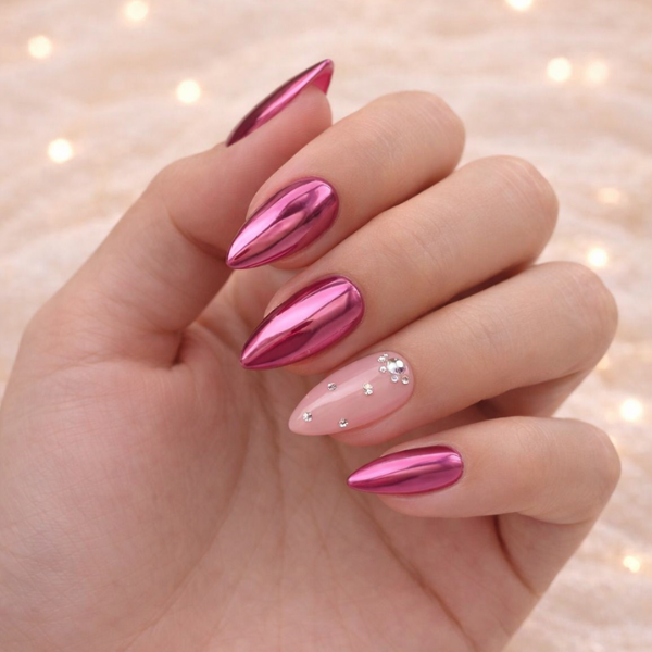 pink chrome nails