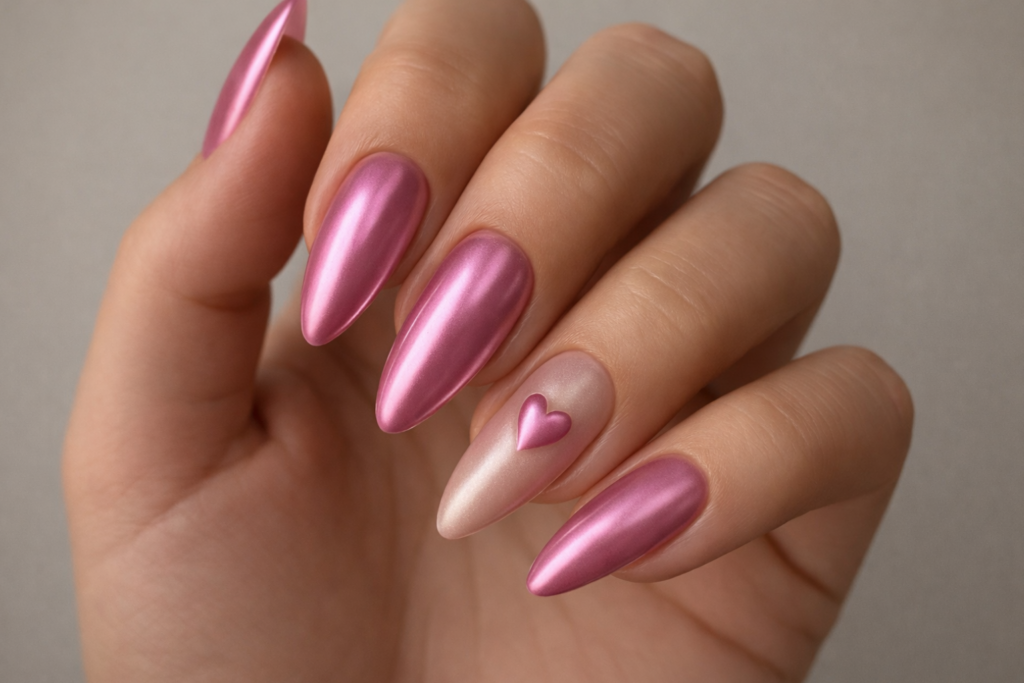 pink valentines day nails