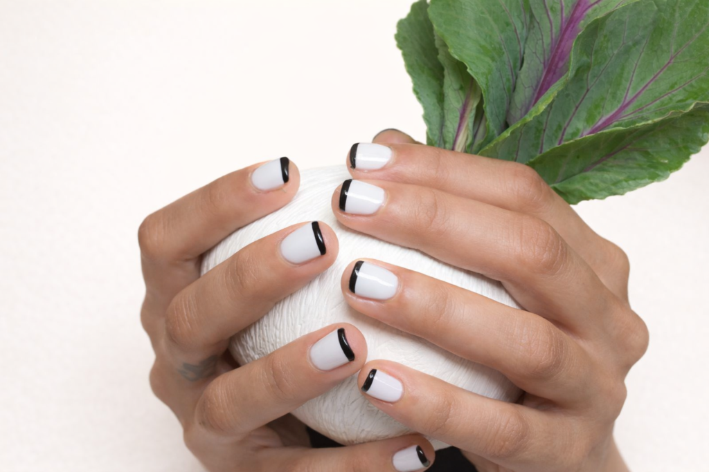 black and white nails