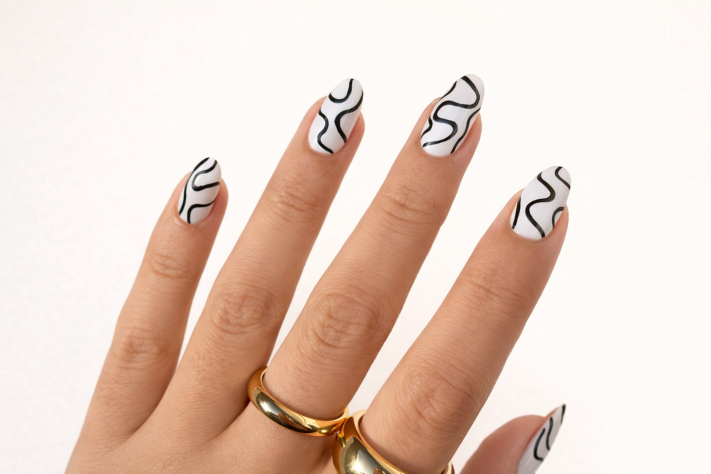 black and white nails