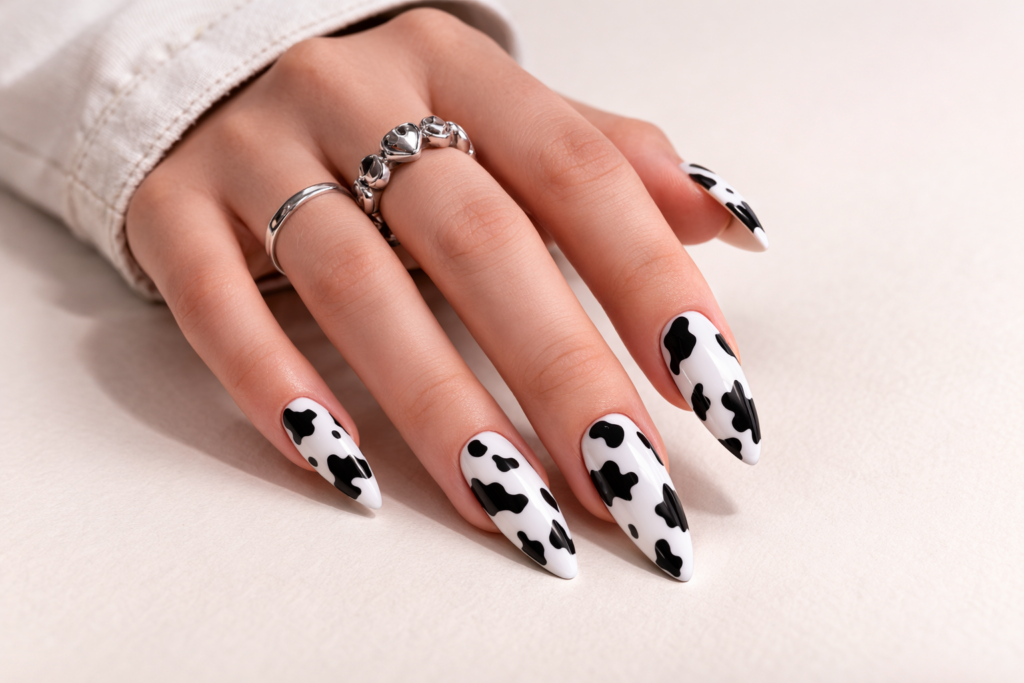 black and white nails