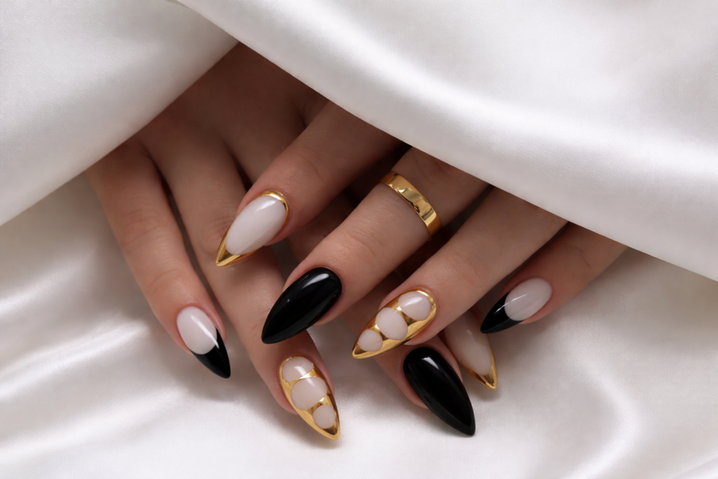 black and white nails