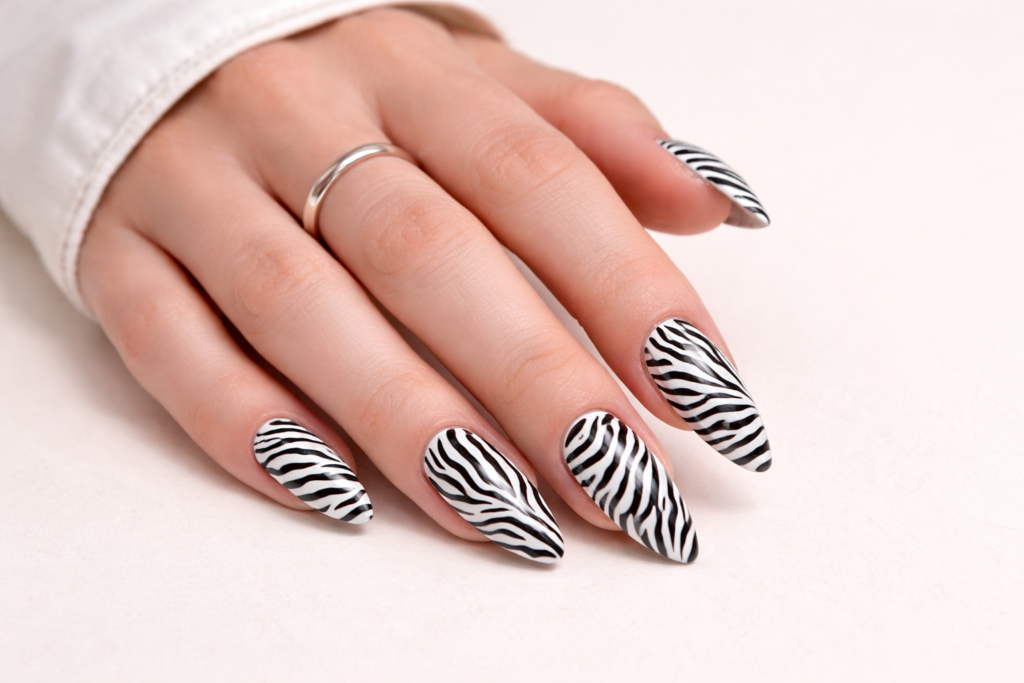 black and white nails