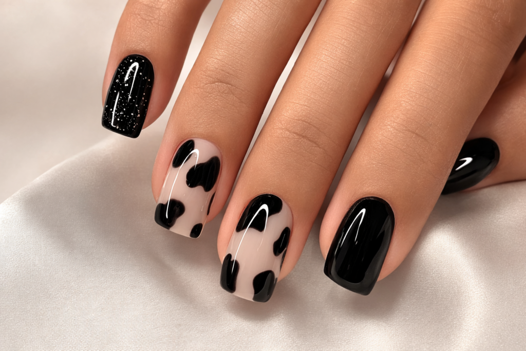 black and white nails