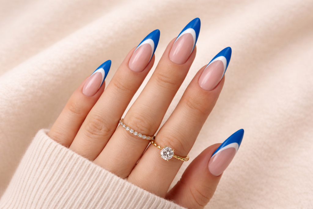 blue french tip nails