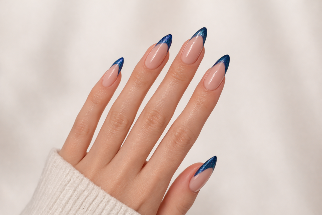blue french tip nails
