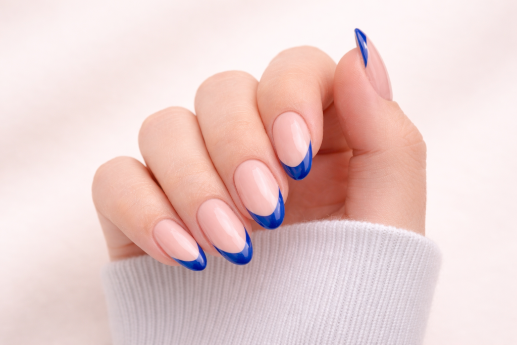 blue french tip nails