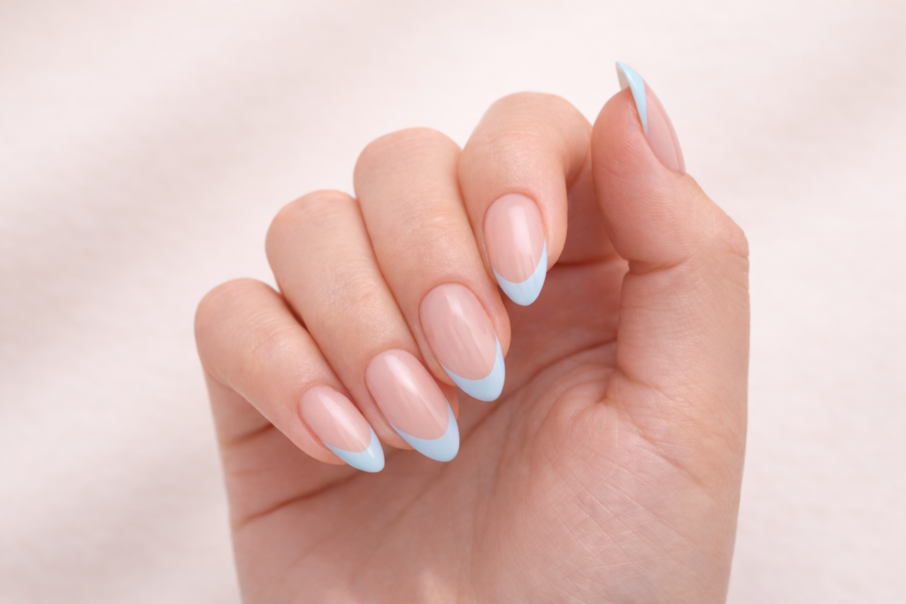 blue french tip nails