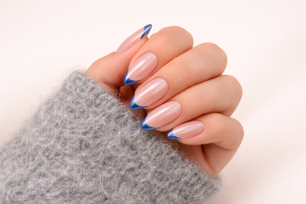 blue french tip nails