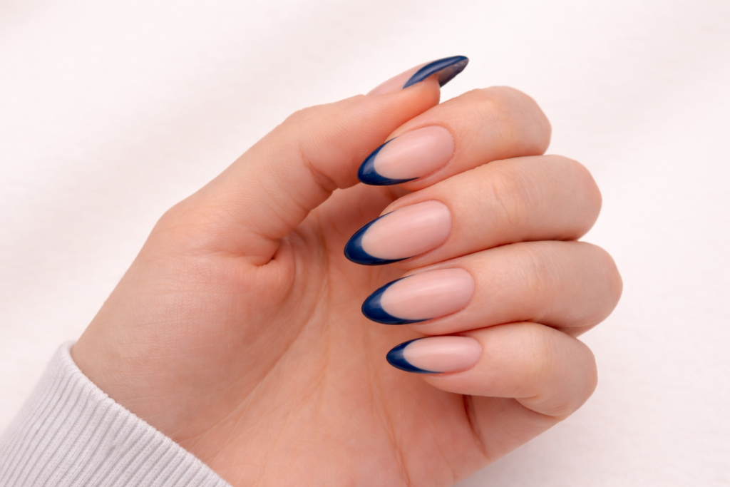 blue french tip nails