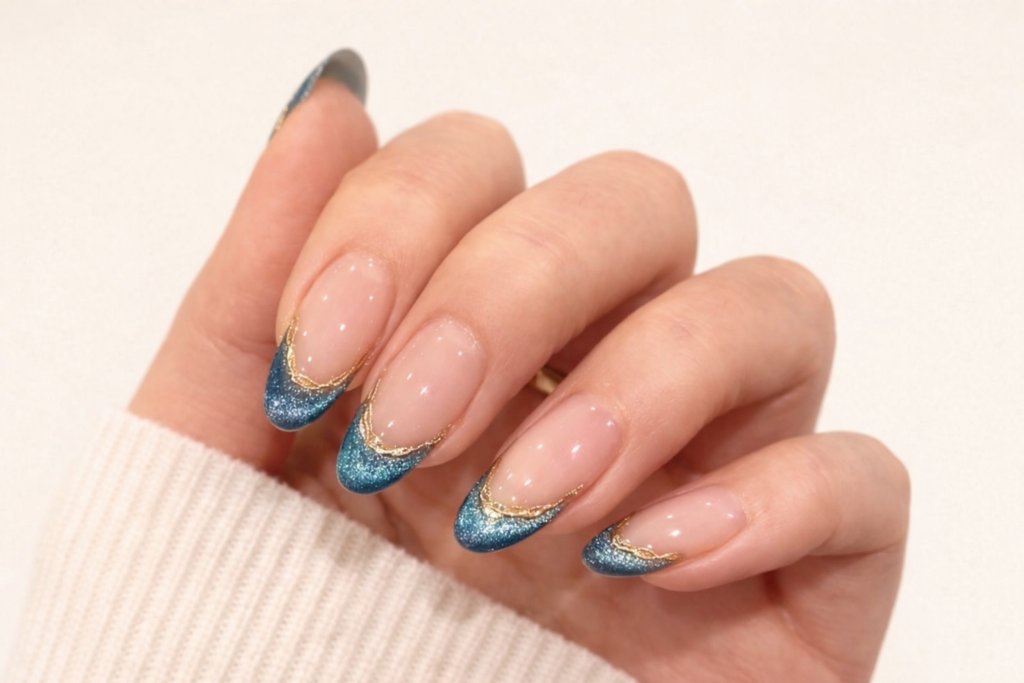blue french tip nails