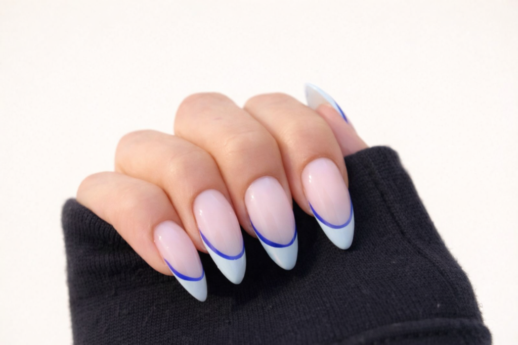blue french tip nails