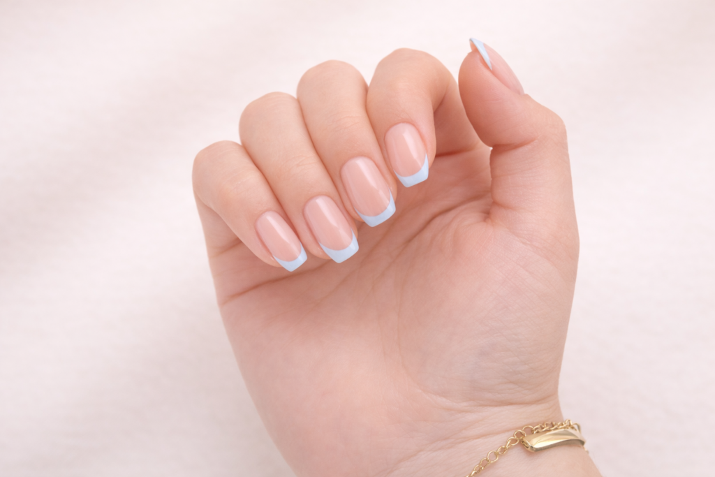 blue french tip nails
