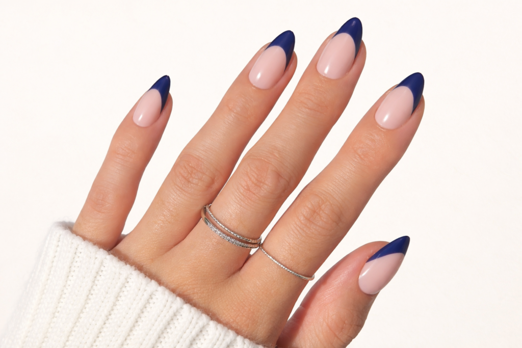 blue french tip nails