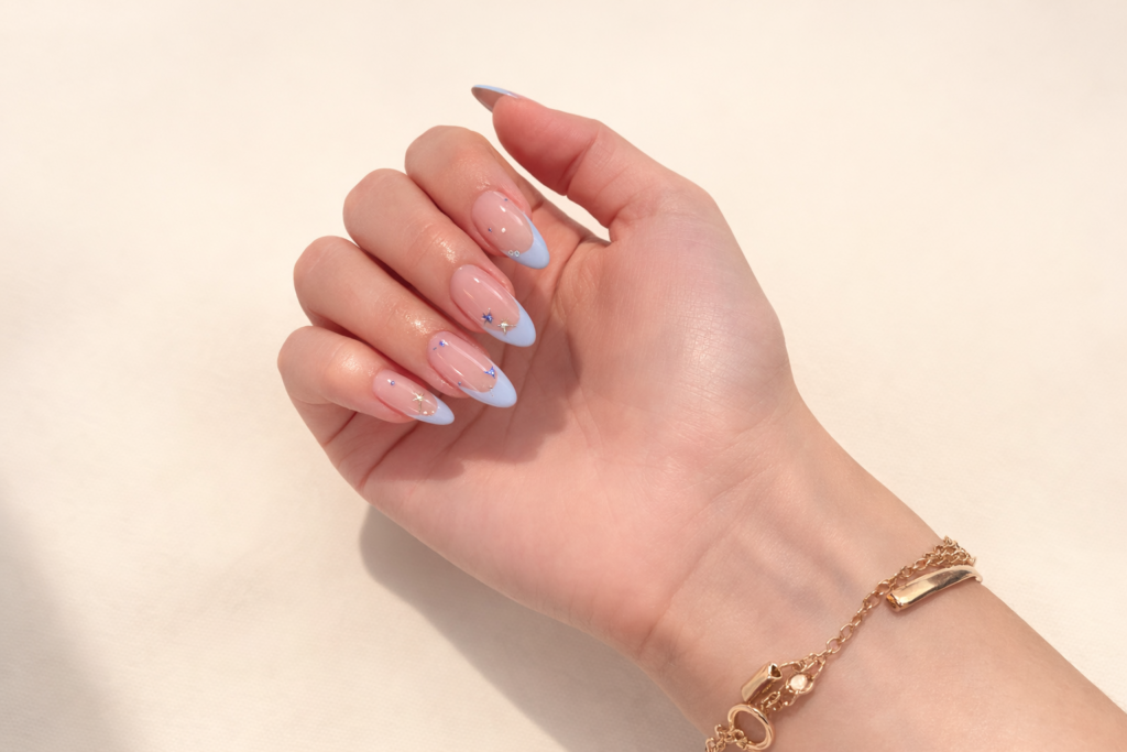 blue french tip nails