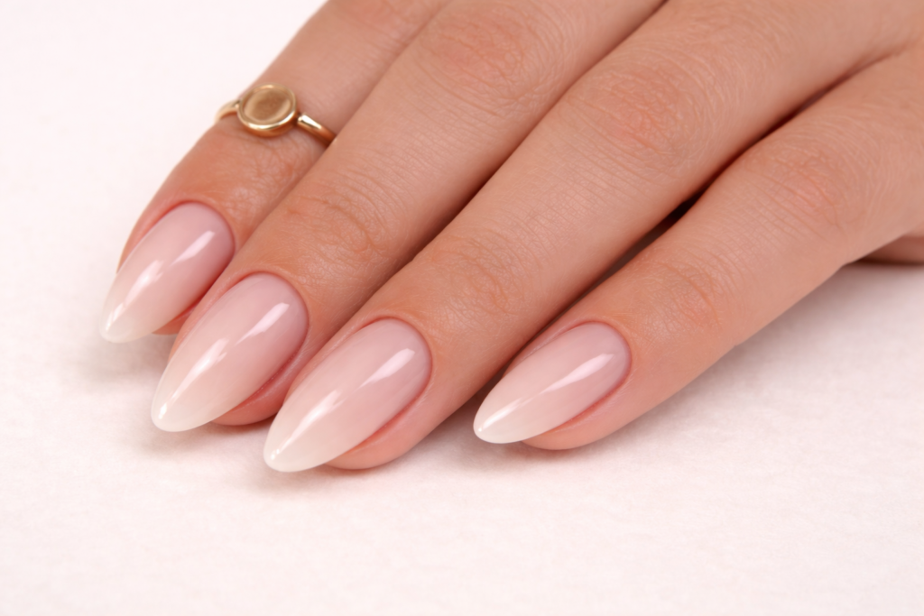 almond french tip nails