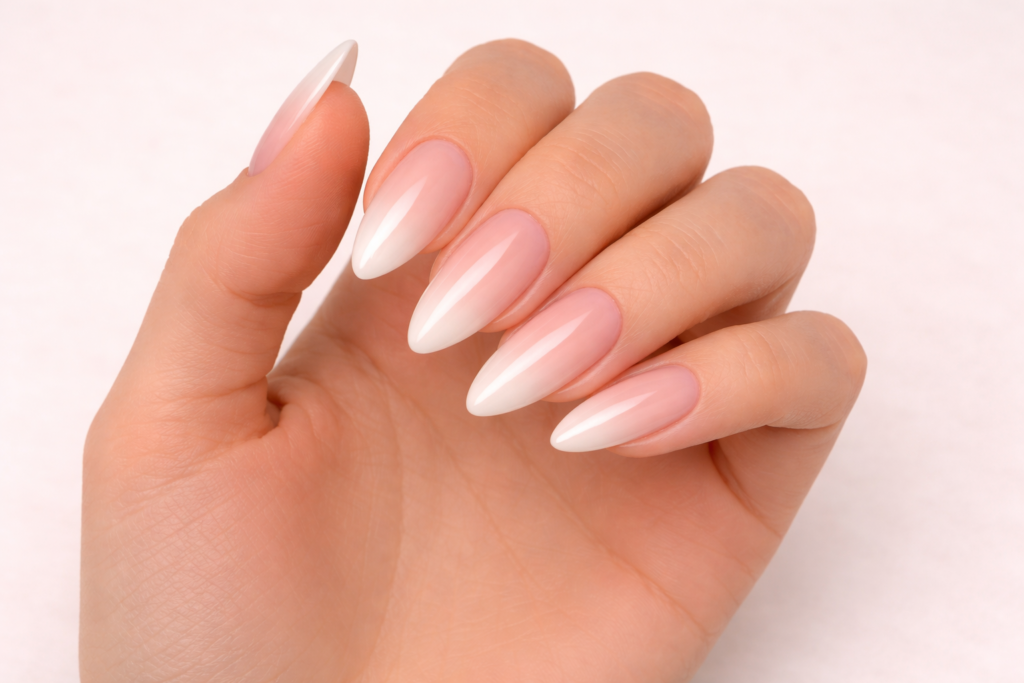 almond french tip nails