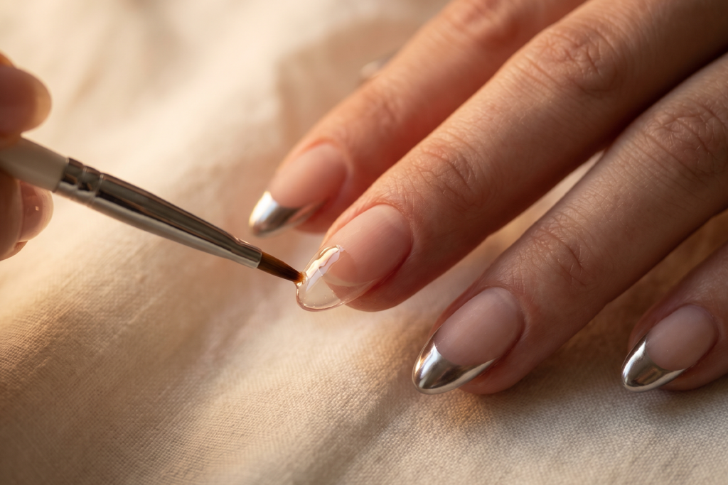 Chrome French Tip Nails