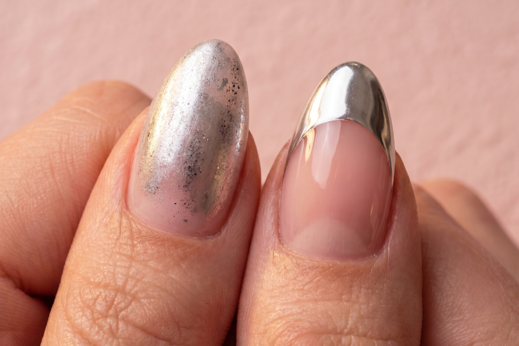 Chrome French Tip Nails