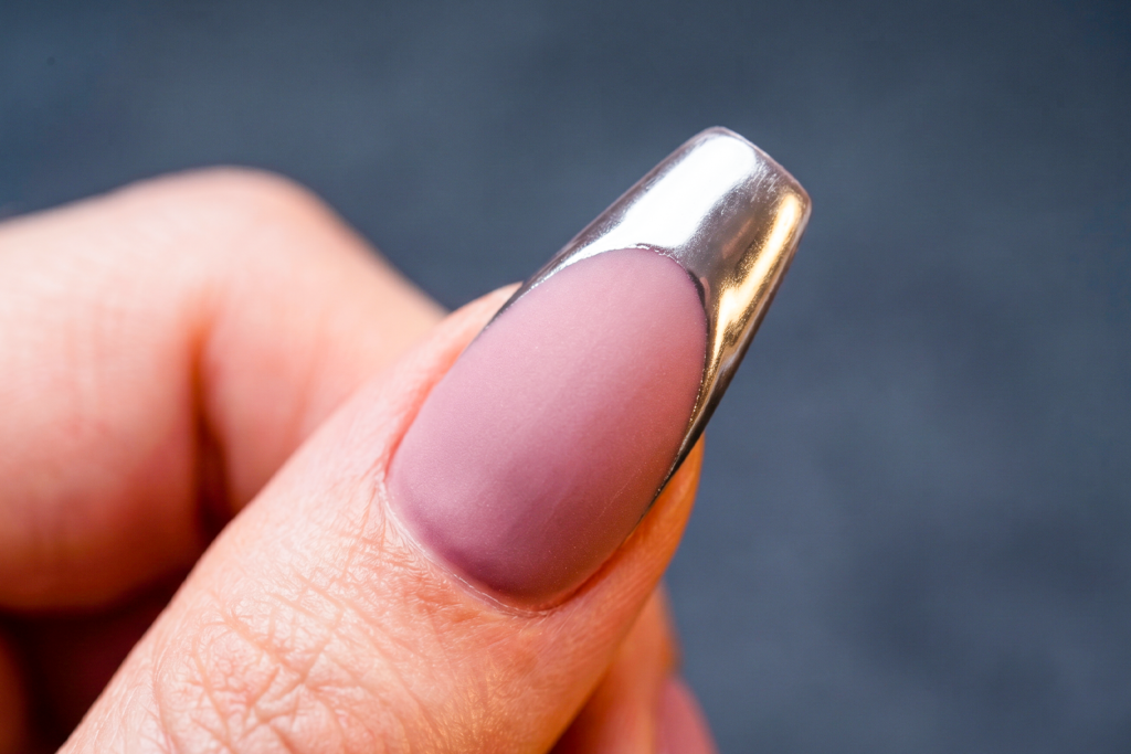 chrome french tip nails