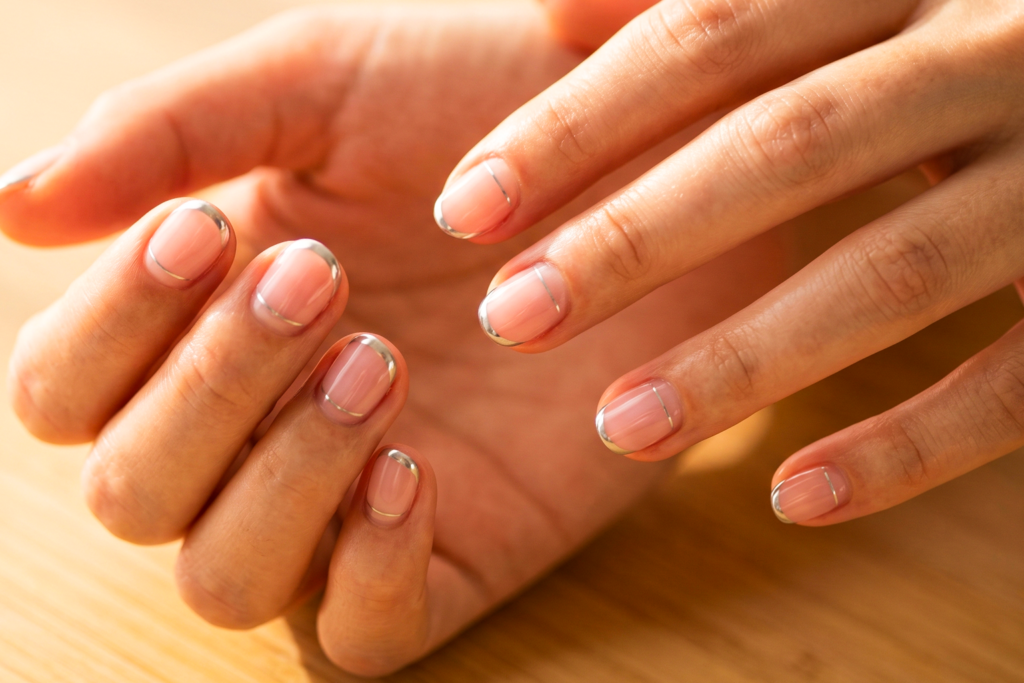 chrome french tip nails