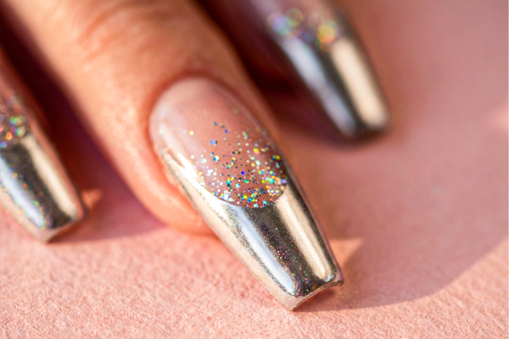 chrome french tip nails