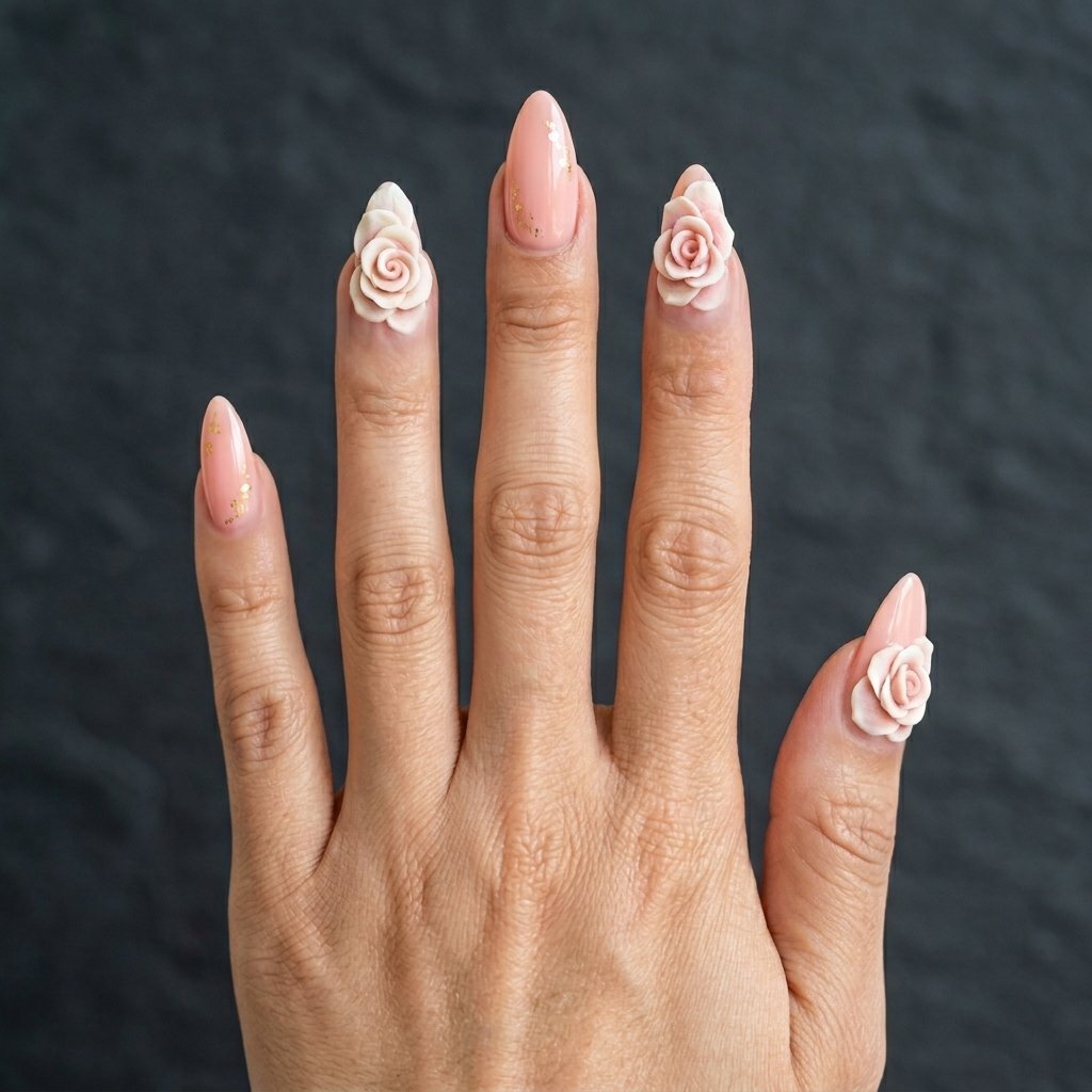 3d flower nails