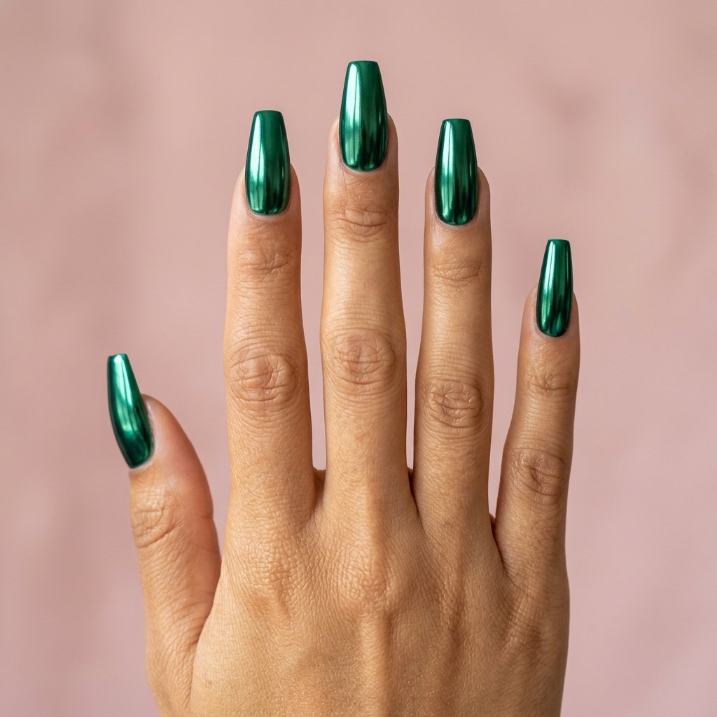 emerald green nails
