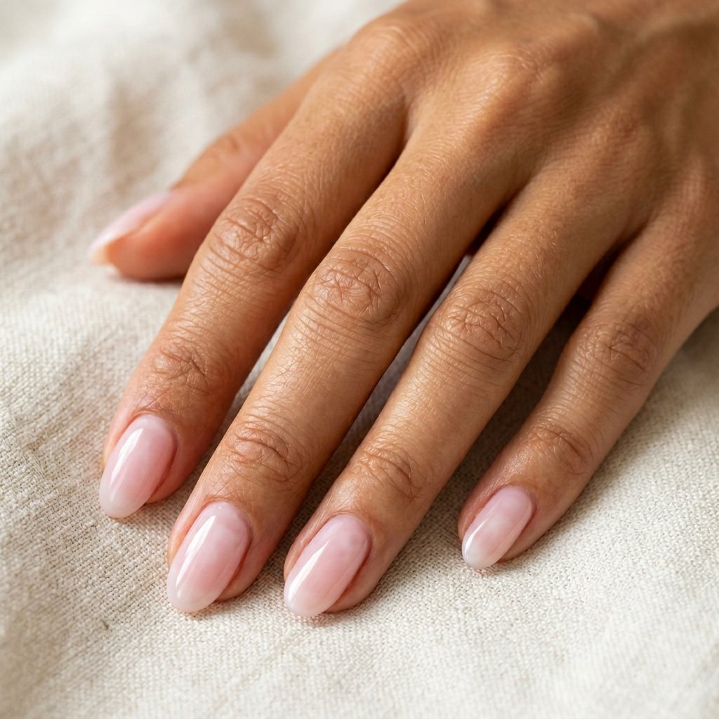 milky pink nails