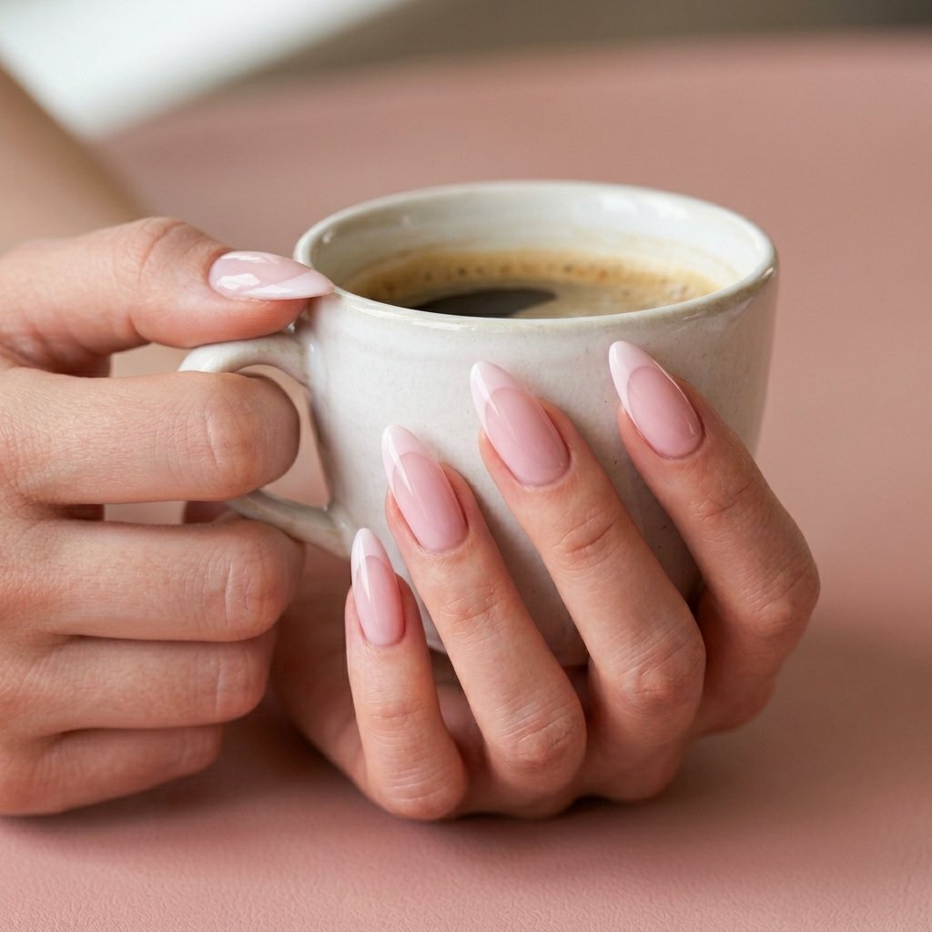 milky pink nails