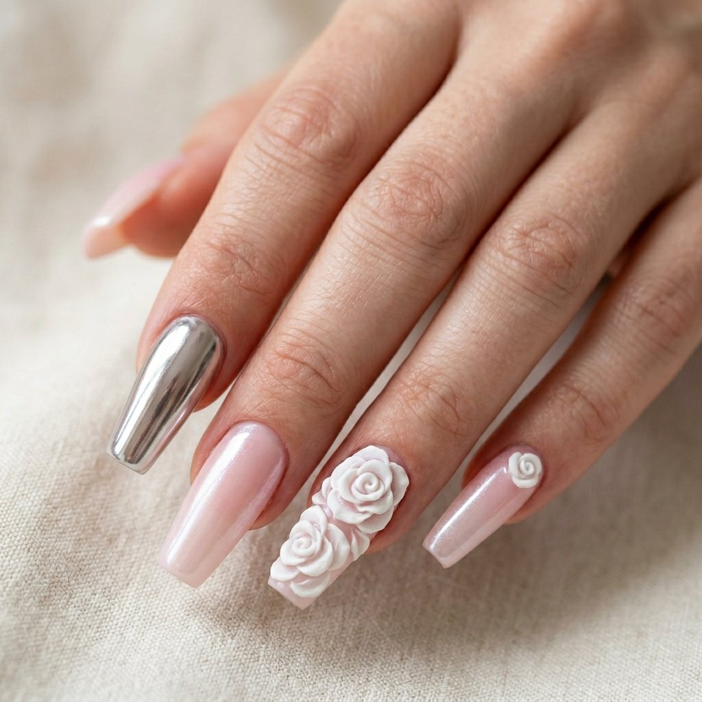 3d flower nails