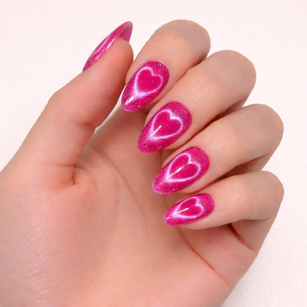 pink valentines day nails