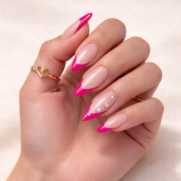 Pink french tip nails