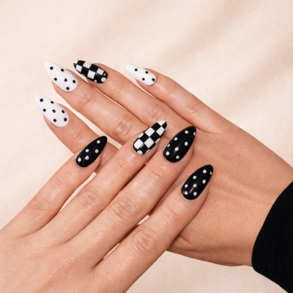 black and white nails