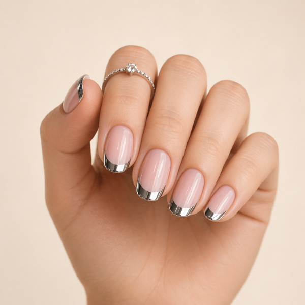 chrome french tip nails