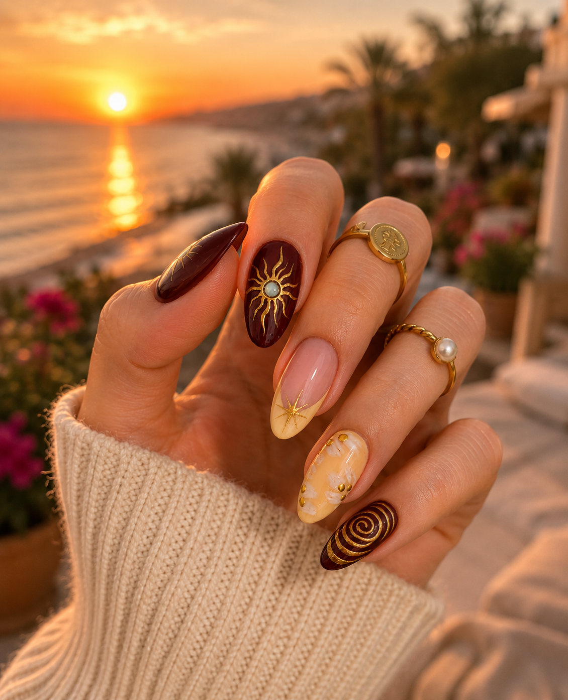 10 butter yellow sun celestial motifs dark brown