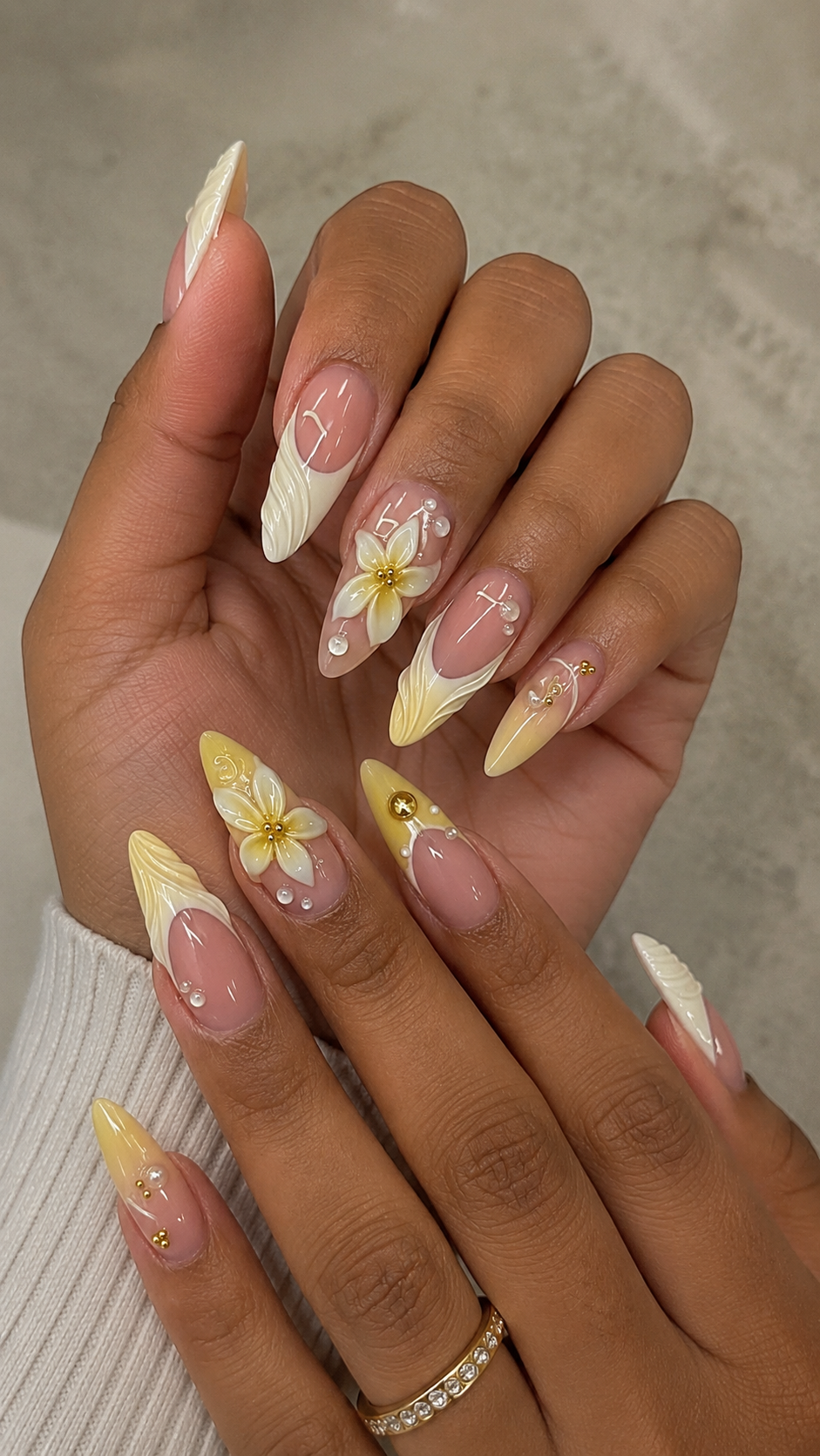 11 butter yellow 3d white lilies lace texture