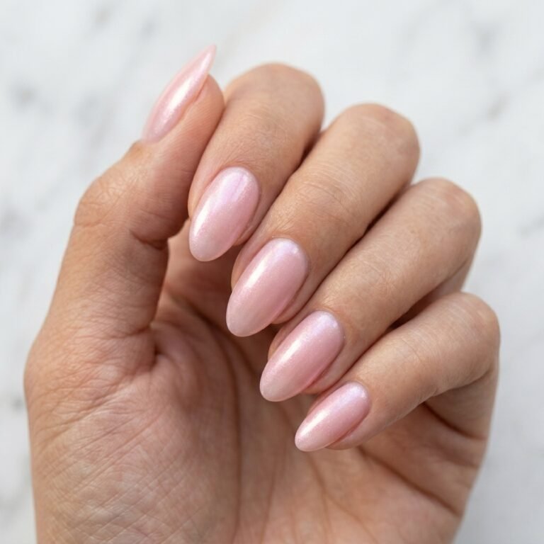milky pink nails
