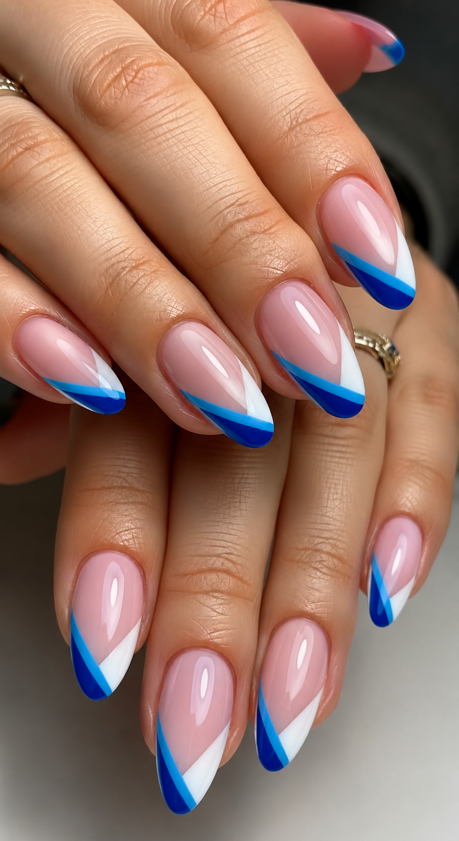 Blue French Tip Nails