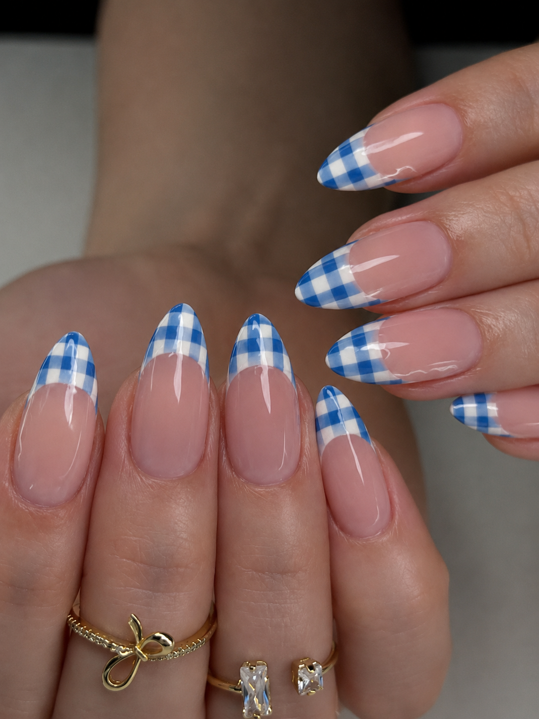 Blue French Tip Nails